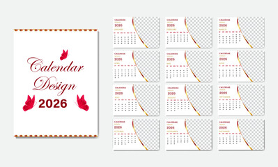 Modern Simple and Clean Calendar Design Template.