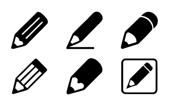 Various pencil icons in different orientations