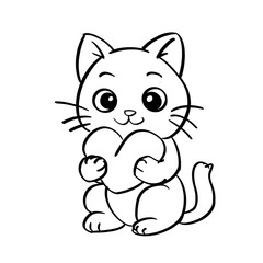 Smiling Cat Illustration for Coloring Book