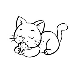 Cute Cat Line Art for Preschoolers