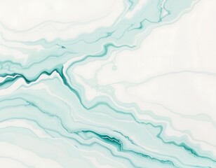 Abstract Fluid Art Serene Teal and White Swirls