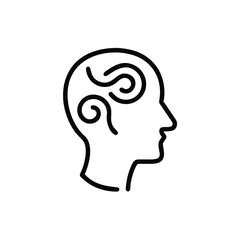 Outline silhouette a human head with swirling lines inside profile