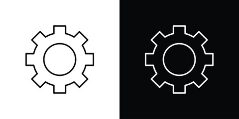 Settings gear icon. Editable stroke line icons
