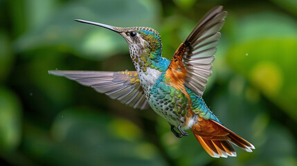 Obraz premium Close-Up of Hummingbird in Flight with Delicate Wing Motion