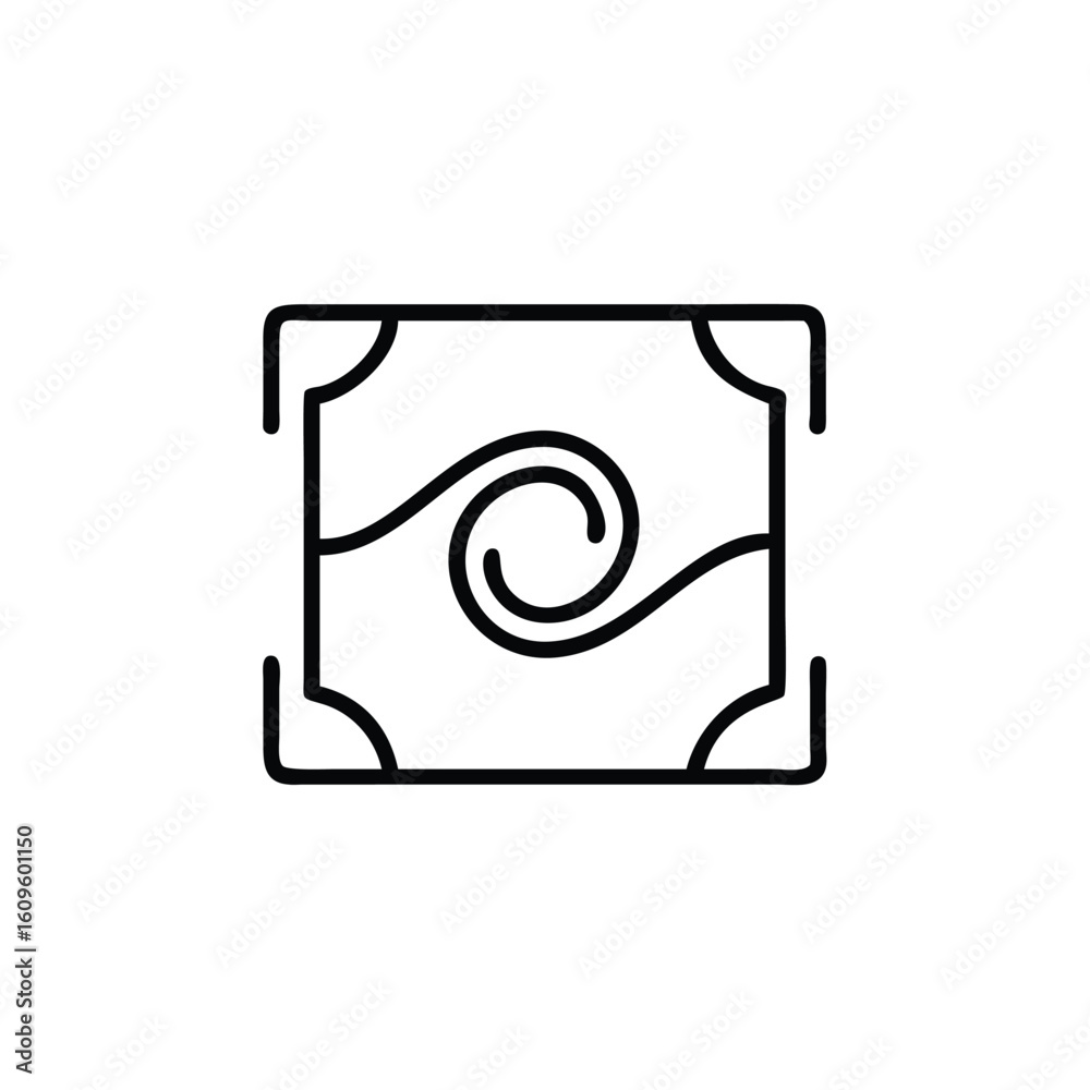 Poster abstract swirl inside square frame with rounded corners curve spiral