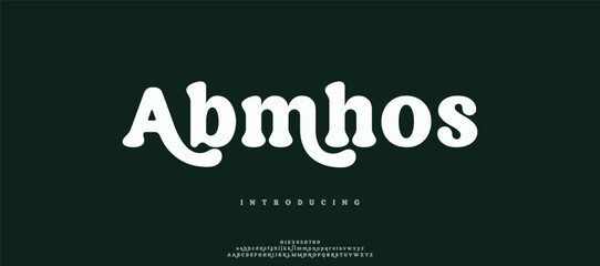 Abmhos Modern minimal abstract alphabet fonts. Typography technology, electronic, movie, digital, music, future, logo creative font. vector illustration