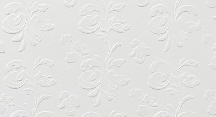 Elegant White Floral Embossed Texture Background with Intricate Details