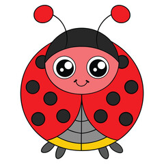 Obraz premium Vector illustration of cute ladybug smiling cartoon.