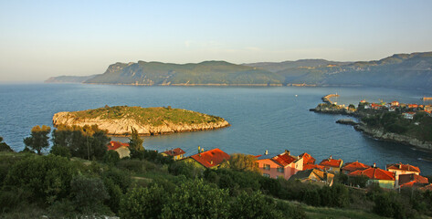 Fototapeta premium A view of the historic and touristic town of Amasra in Bartin, Turkey.