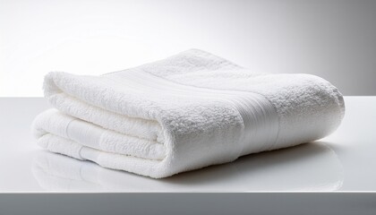 plush white towel folding elegantly showcasing pristine softness and premium quality on clean transparent surface