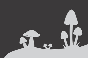 Mushroom plant flat icon, vector sign, Black and Grey mushrooms colorful pictogram isolated on white. Symbol, logo illustration. Nature illustration. 