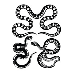 Fototapeta premium Black and white color Eastern diamondback rattlesnake silhouette vector art
