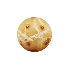 Smiling planet Venus. A detailed 3D illustration of the terrestrial planet showing pareidolia on its cloudy surface, isolated on white.