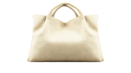 Stylish beige tote bag on a transparent background for casual use