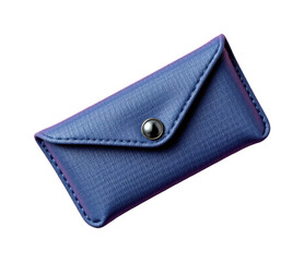 Elegant blue synthetic wallet with snap button closure designed for casual and formal use featu textured material and compact size