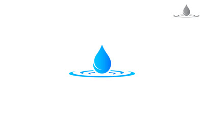 Water drop logo with abstract blue gradient vector design