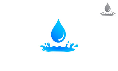 Water drop logo with abstract blue gradient vector design