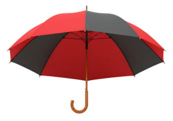 Red and black umbrella isolated on transparent background