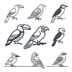Modern vector bird icon collection for graphic design projects