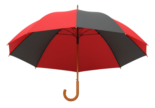 Red and black umbrella isolated on transparent background
