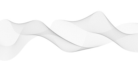 Wave line background with smooth shape. A beautiful wavy line on a white background that creates the optical illusion of waves. Horizontal banner template. Abstract futuristic template.