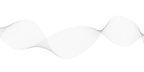Wave line background with smooth shape. A beautiful wavy line on a white background that creates the optical illusion of waves. Horizontal banner template. Abstract futuristic template.