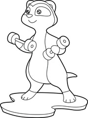 Meerkat Bodybuilder Dumbbells Bodybuilding Animal Vector Graphic Art Illustration