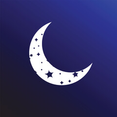 Crescent Moon with Stars Vector | Minimal Night Sky Icon for Dreamy Designs, Celestial Art, and Elegant Illustrations.