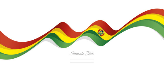 New abstract Bolivia wavy flag ribbon with shadows. Bolivian flag vector illustration isolated on white background