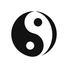 Flat yin yang symbol in clean modern silhouette style representing harmony and balance concept