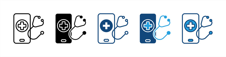 Obraz premium Telehealth Service icon set multiple style collection
