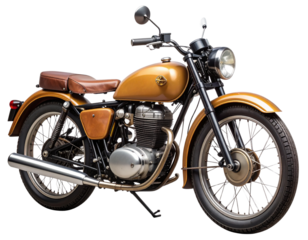 Royal Enfield Bullet 500 with Saddle Bags and Matte Black Finish, Side Profile, Transparent PNG
