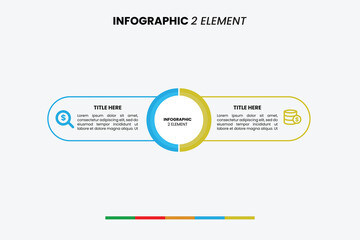 Clean 2-step infographic template with capsule shapes & circle. Ideal for comparison, pros cons, or showing two concepts. Fully editable vector.