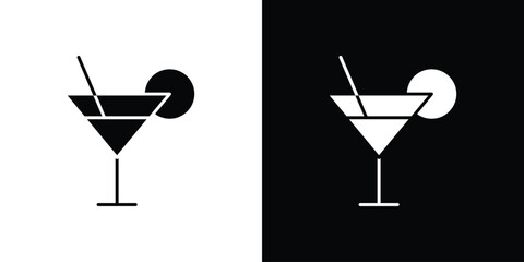 Martini glass icon illustrations filled outline style. EPS10