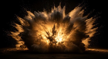 A golden powder explosion creates a dramatic visual effect