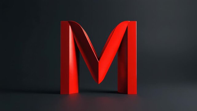 A red and black letter M on a black background