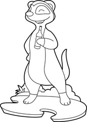 Meerkat Bottle Beer Animal Vector Graphic Art Illustration