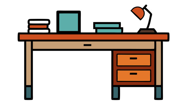 Realistic Office Desk Vector Design for Workplace Graphics