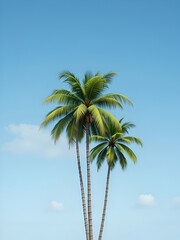 Obraz premium Three tropical palm trees isolated on transparent background