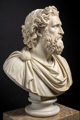 Marble Bust of a Bearded Man in Profile Classical Sculpture Art Piece