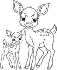 deer with baby silhouette line art stock royalty free image premium quality