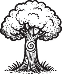 Stylized Black and White Tree Graphic