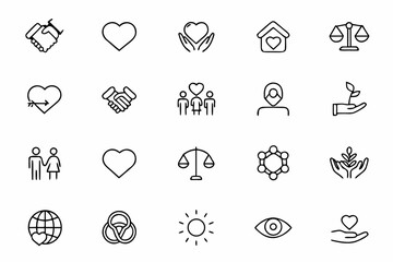 Fototapeta premium A graceful line art bundle illustrating key human values in a minimalist, continuous-line style. Perfect for school materials, NGO branding, or inspirational office décor.