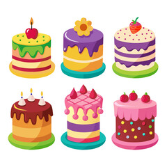 Colorful Cartoon Cake Collection A Variety of Delicious and Festive Cakes for Celebrations Featuring Different Flavors Toppings and Designs Perfect for Birthdays and Special Occasions