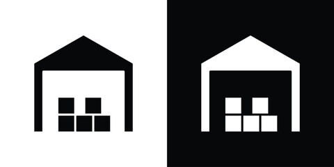 Warehouse icon illustrations filled outline style. EPS10