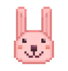 Pixel illustration of a rabbit face