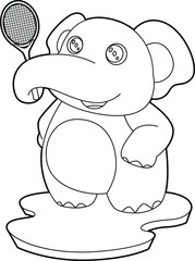 Elephant Tennis Tennis racket Animal Vector Graphic Art Illustration