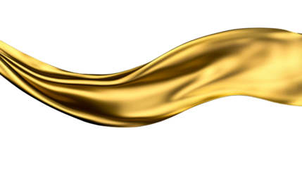 A shiny golden fabric gracefully flows in soft, undulating waves