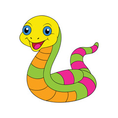 Smiling Happy Snake Cartoon Vector Art