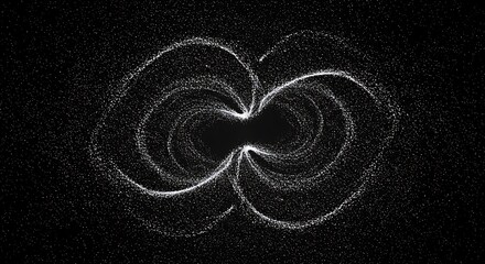 Swirling White Particles Forming a Cosmic Nebula on Black Background